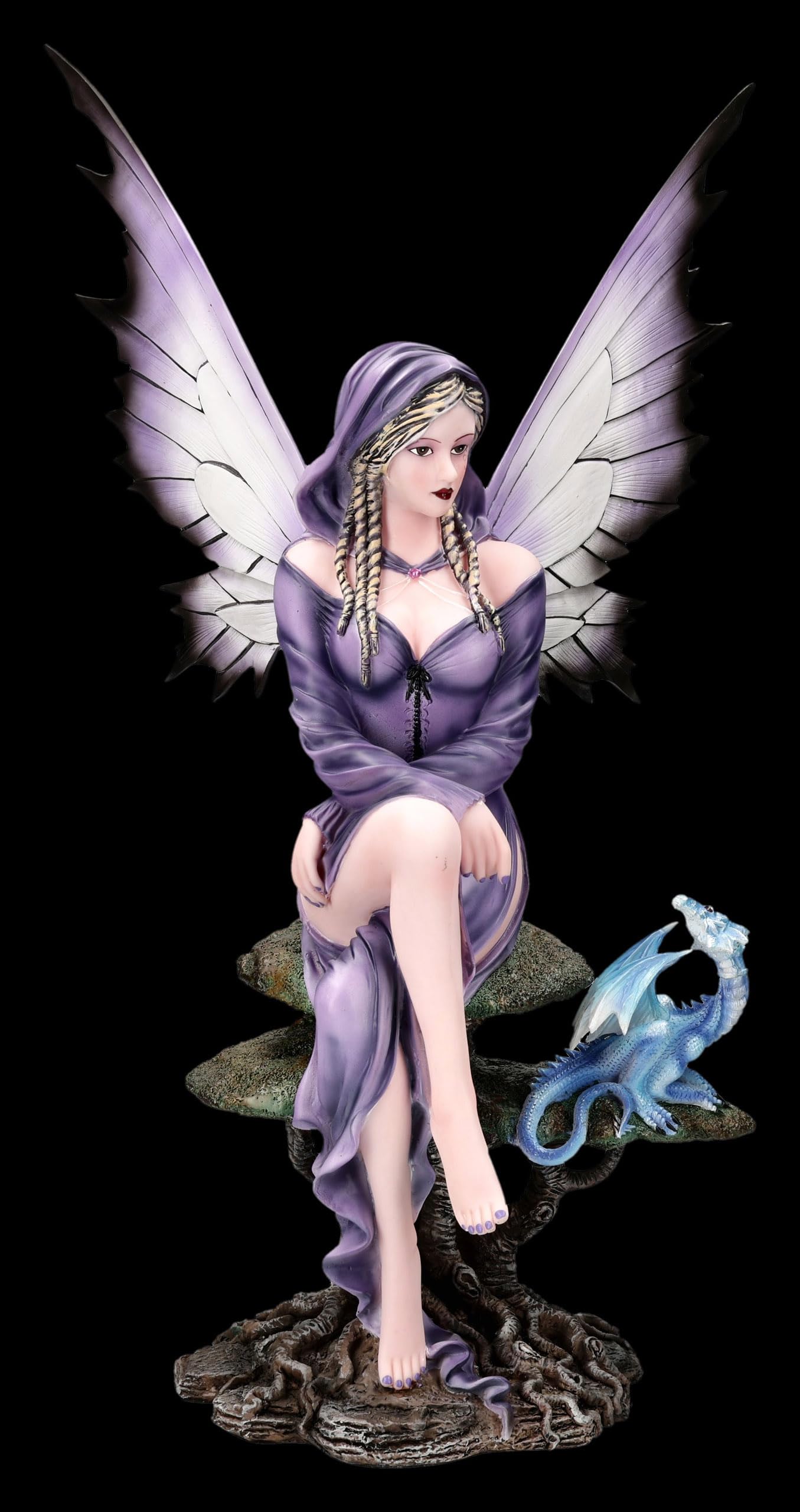 Figuren Shop GmbH Figura de elfo Neriel, guardiana de la luz de la luna, decoración de fantasía pintada a mano (54 cm), colección Tales of Aurelion, idea de regalo para los fanáticos de la luna y del