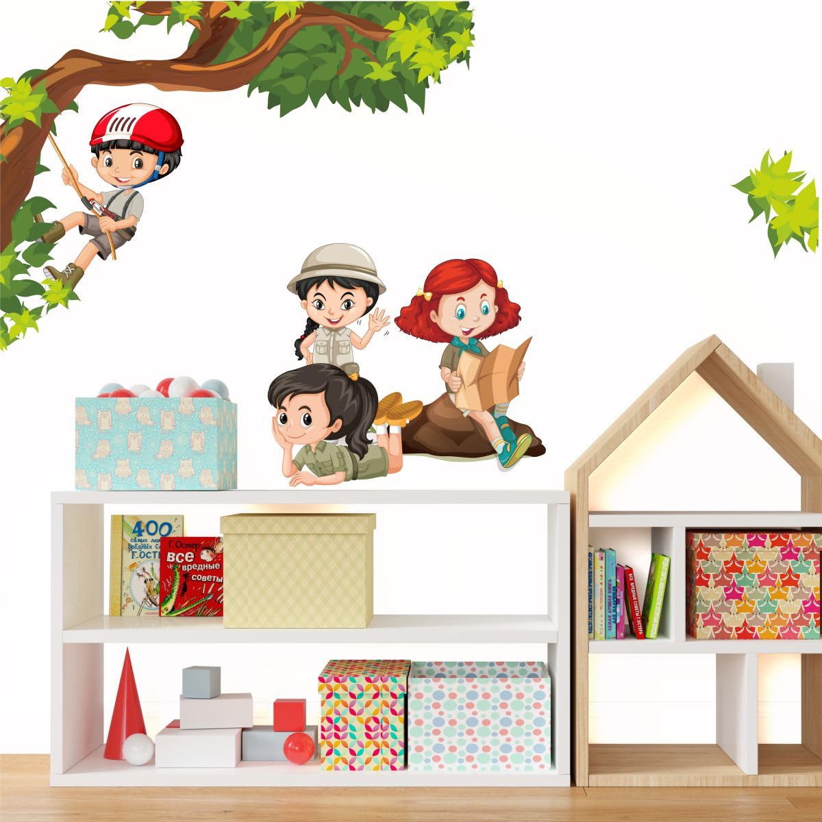 Rawpockets Decal ' Kids Activity ' (Material - PVC Vinyl Matte Finish, Wall Coverage Area - Height 85cm X Width 100cm) (Pack of 1) Wall Sticker 1