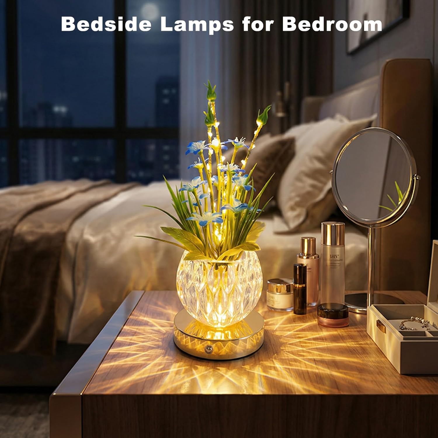 Lily Flower Lamp, Rechargeable Artificial Flower Table Lamp with 3 Color Temperature, Dimmable Touch Cordless Lamp for Bedroom Room Home Decor, Birthday Mother's Day Gift for Mom Grandma Women (Lily)