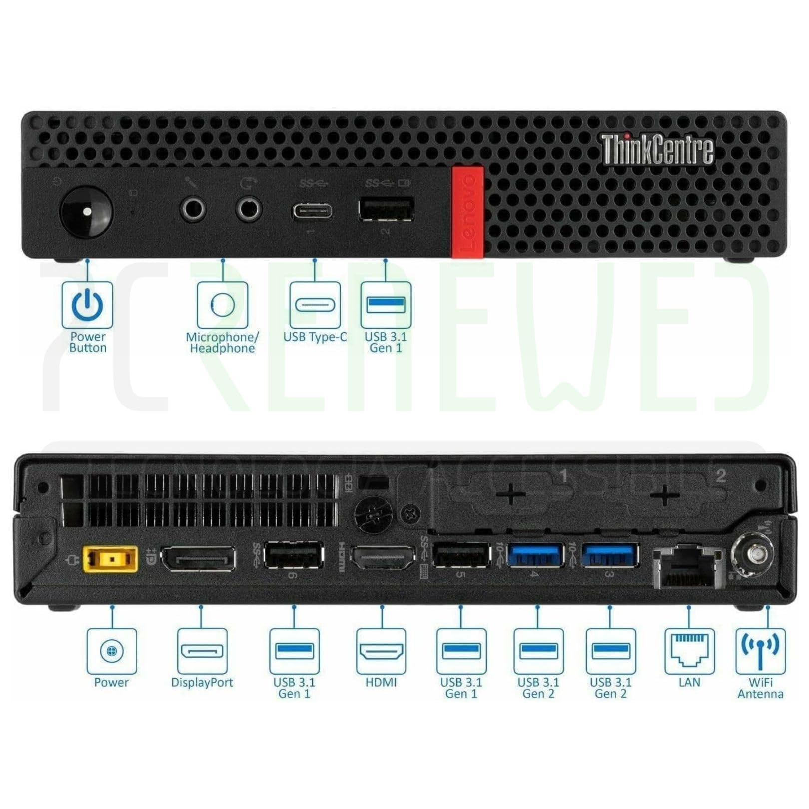 Lenovo ThinkCentre Tiny Desktop PC Completo | Mini Computer | Core i5, 16GB RAM, 512GB SSD | WiFi, Bluetooth, Windows 11 Pro | Office 2021 (Ricondizionato) (PC)