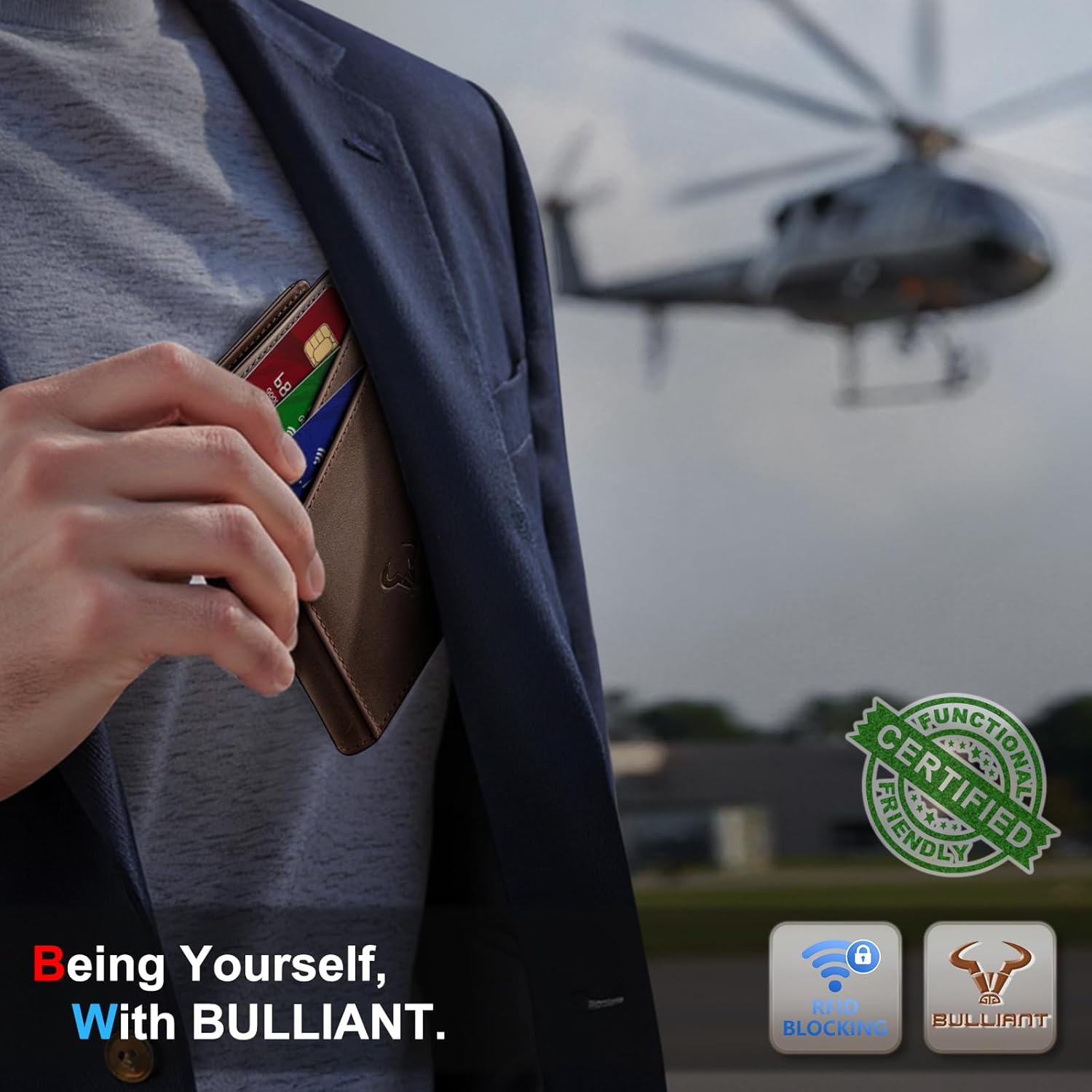 BULLIANT Men Wallet,Top Grain Leather Slim Wallet Magnetic Closure Simplifed Bill Folder RFID Blocking 11Cards - Image 2