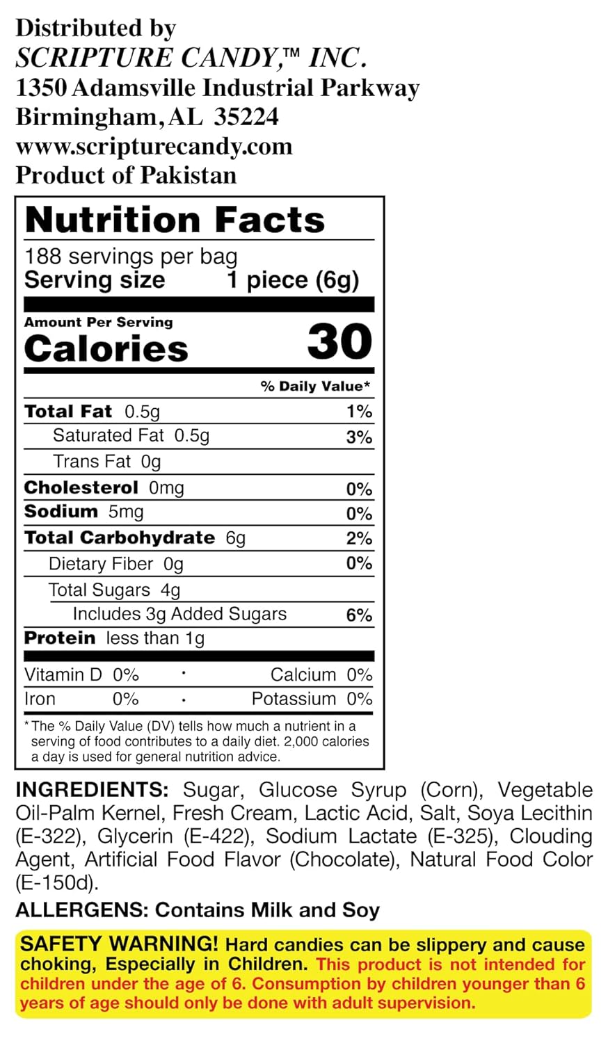 Scripture Candy, Chocolate & Cream 2.5 LB Bag, 180 Pieces