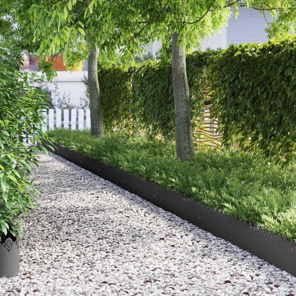 Lot de 20 bordures de pelouse en métal noir - 103 x 0,05 x 22 cm - En acier - Pour bordures de pelouse