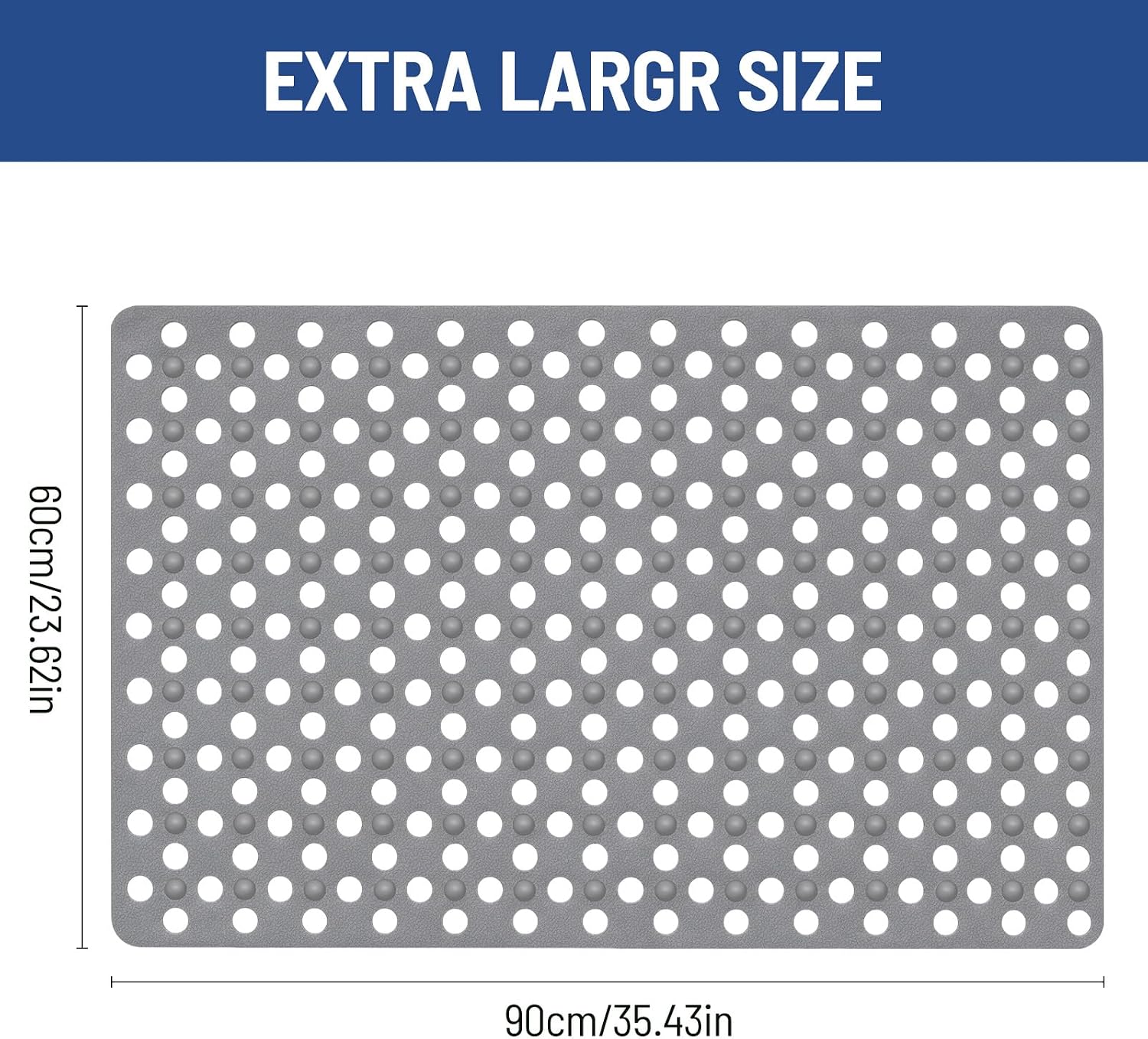 Shower Mat Non Slip, 36 x 24 Inch Extra Large Shower Mat for Inside
