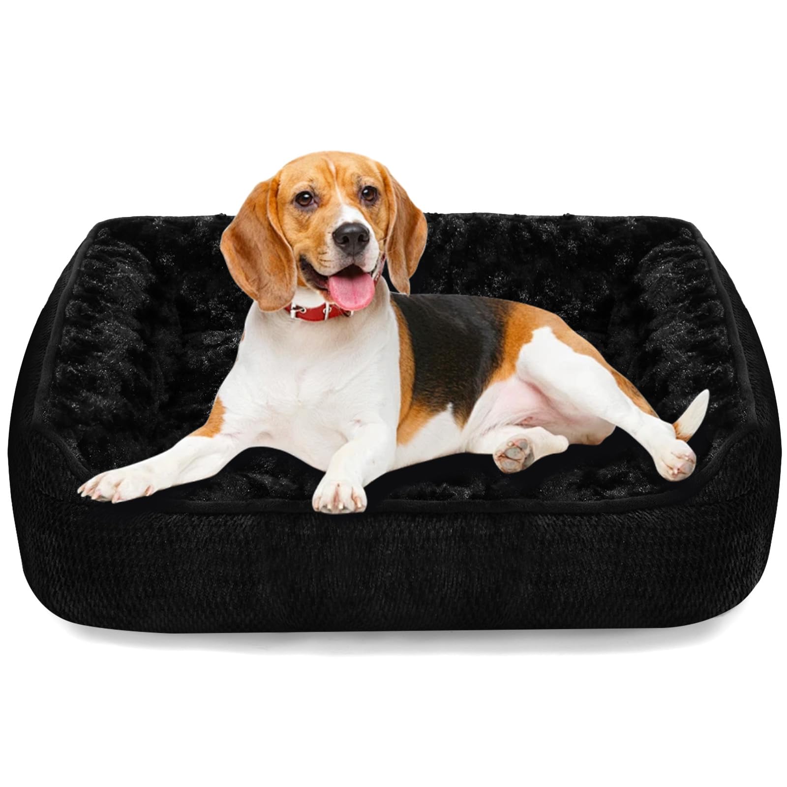 Muecleao Dog Bed for Small and Medium Dogs Washable Rectangular Pet Bed with Soft Plush Interior, Anti-Slip Bottom