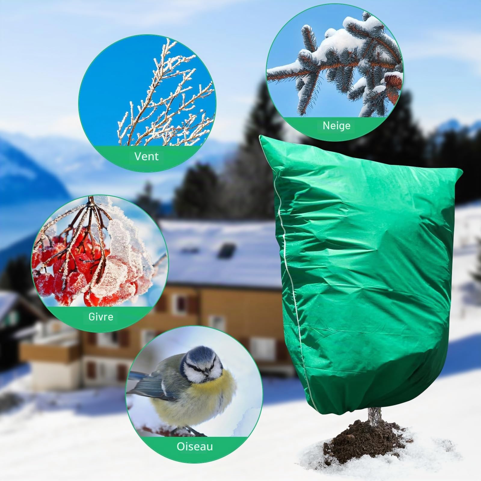 2 Pcs Housses d’Hivernage pour Plantes, 80 x 120 cm, Voile Hivernage 70 g/m² avec Fermeture Éclair et Cordon de Serrage, Protège Contre Le Gel, Le Vent et Les Oiseaux, Réutilisable