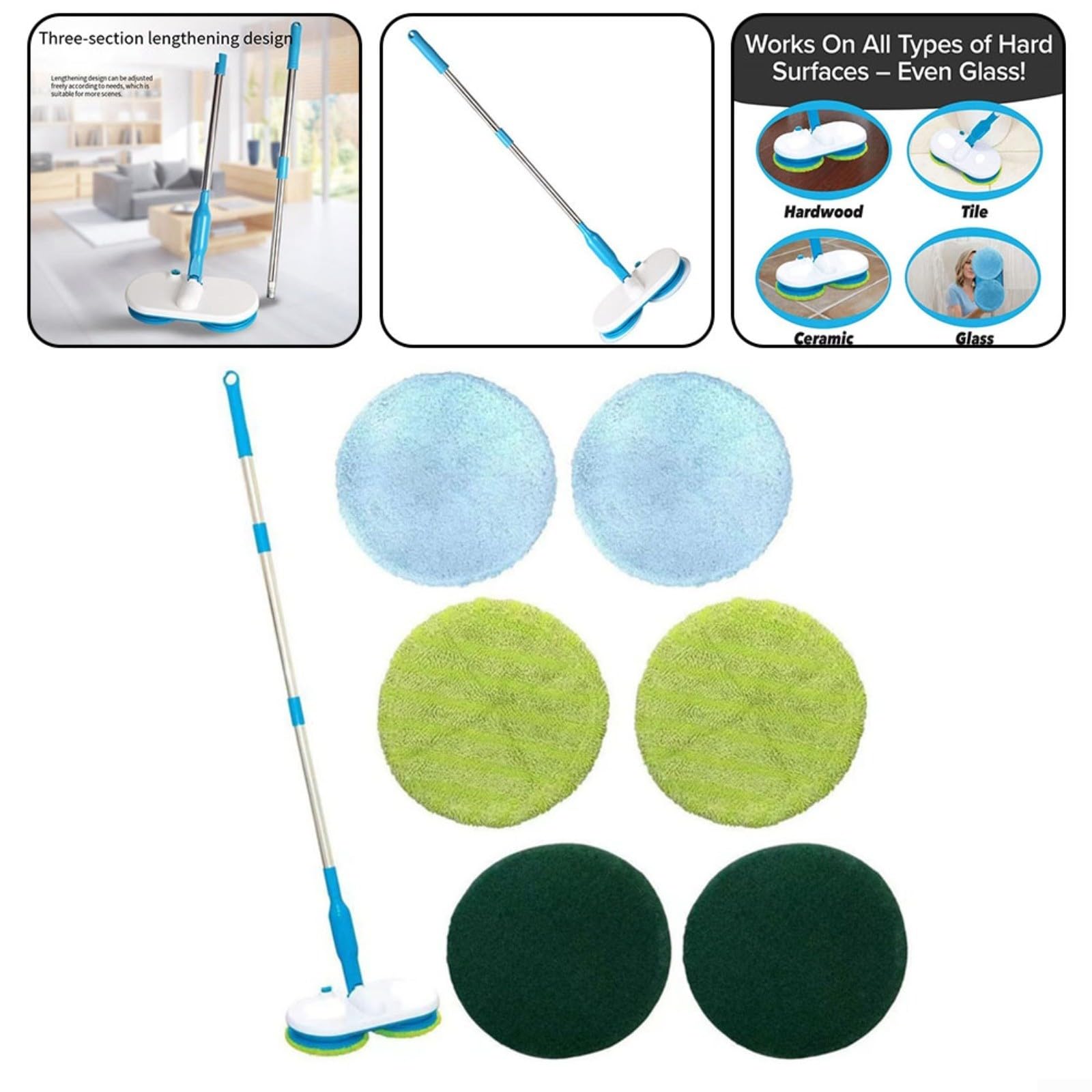 Electric Lazy Mop - Mopa eléctrica flotante multiusos para limpieza de suelos, 40 x 17 x 10 cm