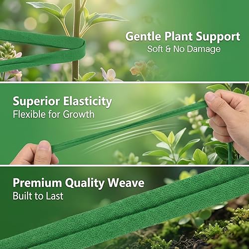 Miniatura 3 de MAQIHAN Paquete de 2 cuerdas de jardín - lazos para plantas, cordel de jardín, cinta de jardinería, soporte para árboles, trampa elástica para