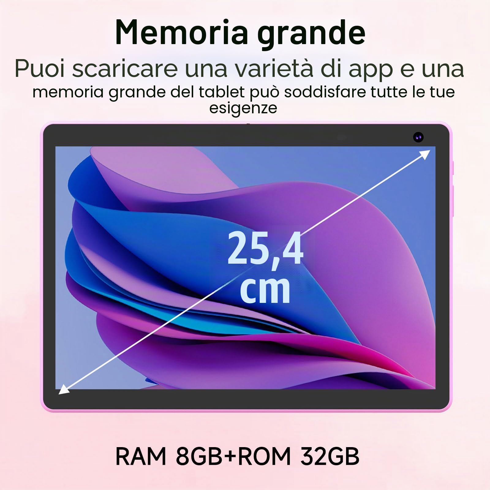 Tablet Android 15 da 10 pollici, tablet 2 in 1 con custodia per tastiera e pennino per mouse, 6 GB di RAM, 32 GB di ROM, 1 TB espandibile, processore Quad Core, WiFi, BT, schermo HD 1280 x 800, 6000