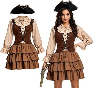 [Sieberg] ハロウィン コスプレ 海賊衣装 大人用 カップルセット パイレーツ 男女 4点セット 仮装 S-XL