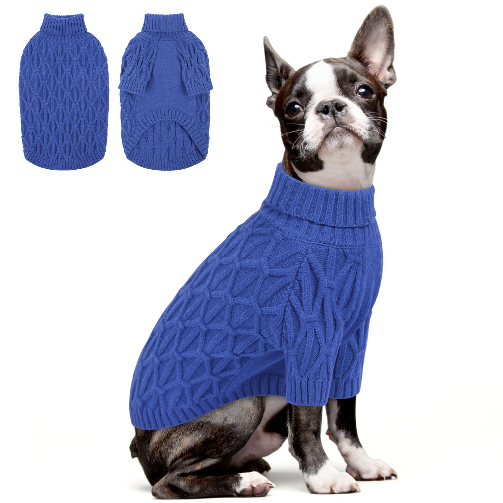 Queenmore Maglioncino Cane per Levrieri, Morbida e Elastica, Maglione per Cane Corso,Whippet, Greyhound, Labrador e Border Collie, Blu, L