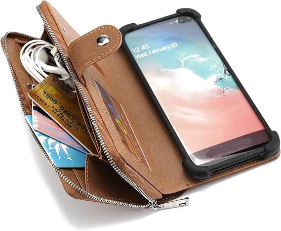 K-S-Trade Protective Case For Sharp Aquos R5G 2in1 Mobile Phone Wallet Case Compatible With Sharp Aquos R5G Protective Cover Bumper Pouch Bookstyle Brown (1x)