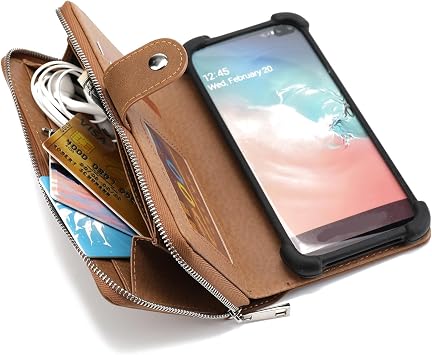 K-S-Trade Protective Case For Sharp Aquos R5G 2in1 Mobile Phone Wallet Case Compatible With Sharp Aquos R5G Protective Cover Bumper Pouch Bookstyle Brown (1x)