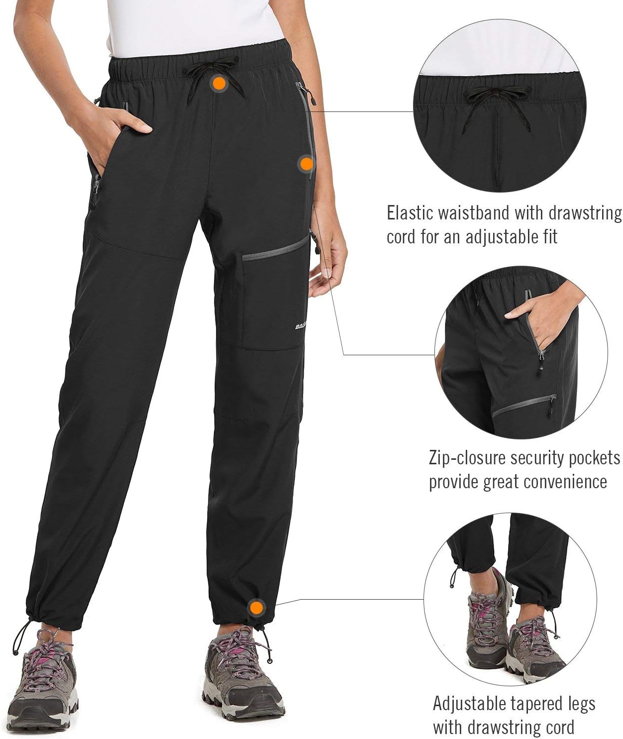 BALEAF Women's Hiking Cargo Pants Outdoor Lightweight Capris Water Resistant UPF 50 Zipper Pockets : Clothing, Shoes & Jewelry