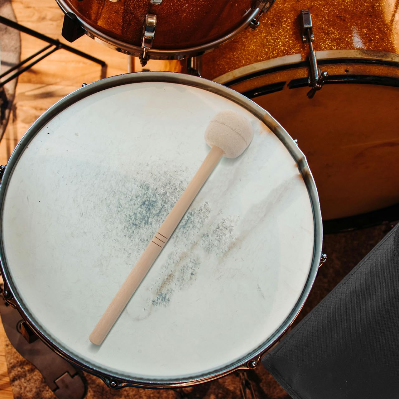 SUPVOX Maillets À Percussion En Feutre Avec Manche En Érable 36 Cm Accessoire De Batterie Polyvalent Pour Tambours Son Doux Prise Ergonomique