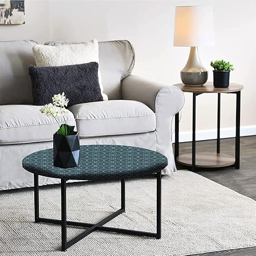 Miniatura 5 de Mantel redondo, mantel geométrico para mesa auxiliar, imagen oriental redonda de estilo marroquí, se ajusta a mesas redondas de 23 pulgadas de