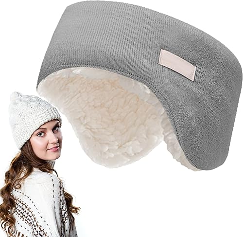 Miniatura 9 de BBAUER Diadema de tela cálida, orejeras insonorizadas de invierno, resistentes al viento, absorben la humedad