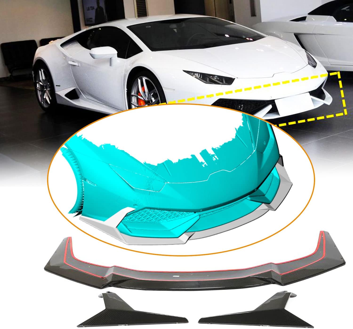 Dry Carbon Fiber Front Bumper Lip for Lamborghini Huracan LP600 LP610 2014-2016 Front Chin Spoiler Factory Outlet