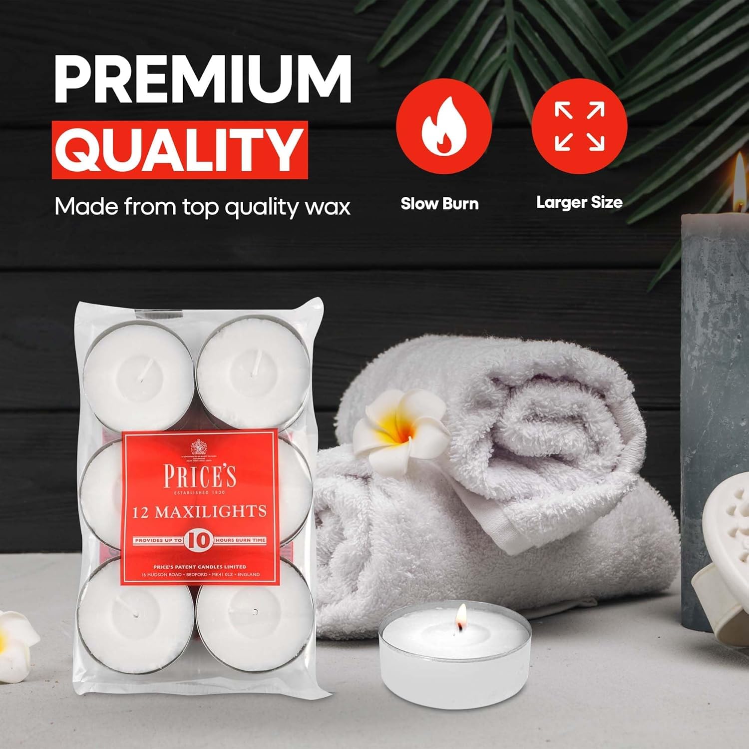 Price's Candele non profumate Maxi Tealight 12 Confezione da 12