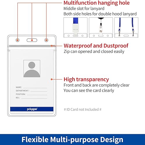 Miniatura 3 de Paquete de 50 soportes verticales para tarjetas de identificación, funda de plástico transparente para tarjetas de trabajo, protector de cubierta