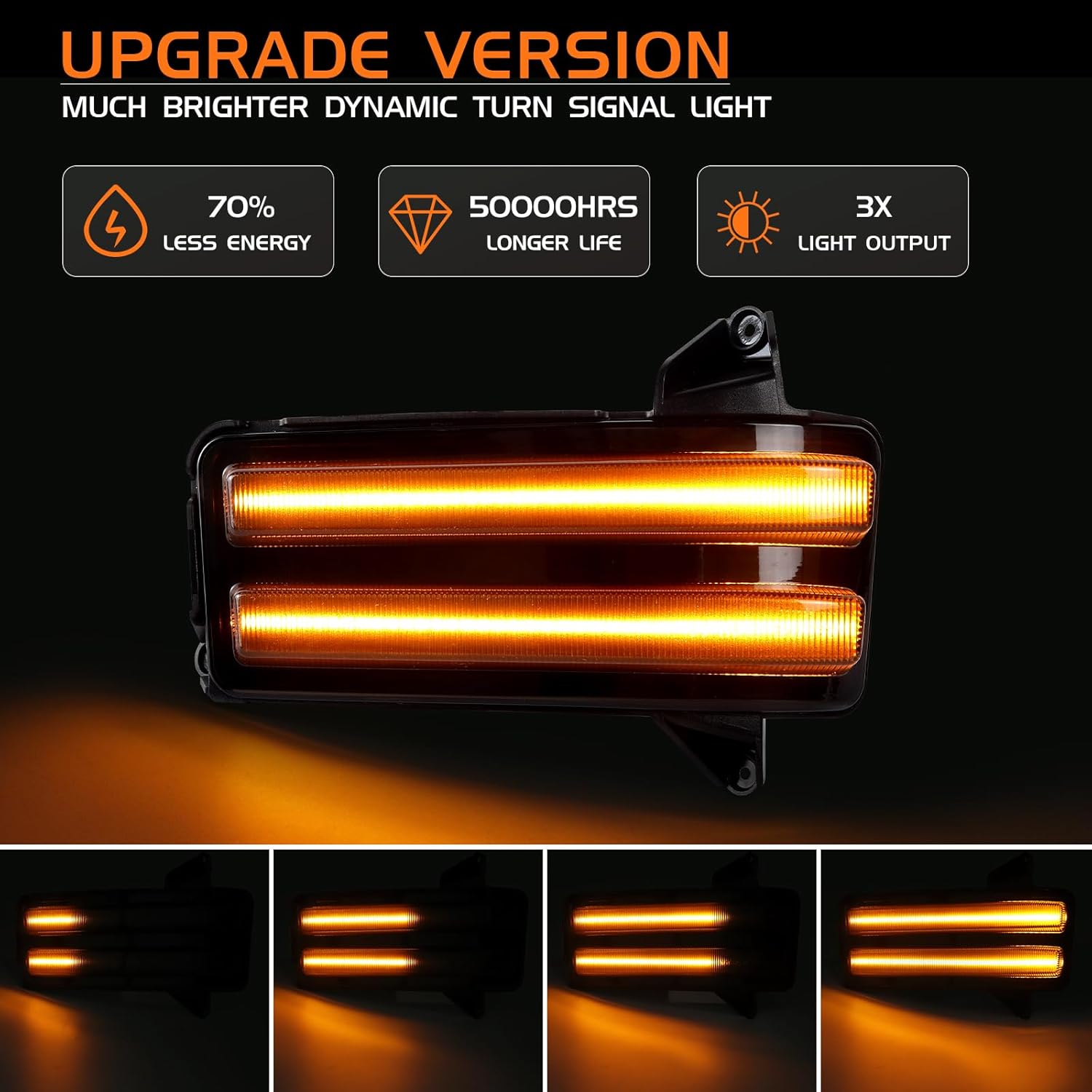 Smoked Lens Sequential Amber LED Side Mirror Marker Lights for 2020-2024 Chevy Silverado GMC Sierra 2500 3500 HD Tow Mirror Turn Signal Assembly, with 𝐀𝐦𝐛𝐞𝐫 𝐃𝐑𝐋