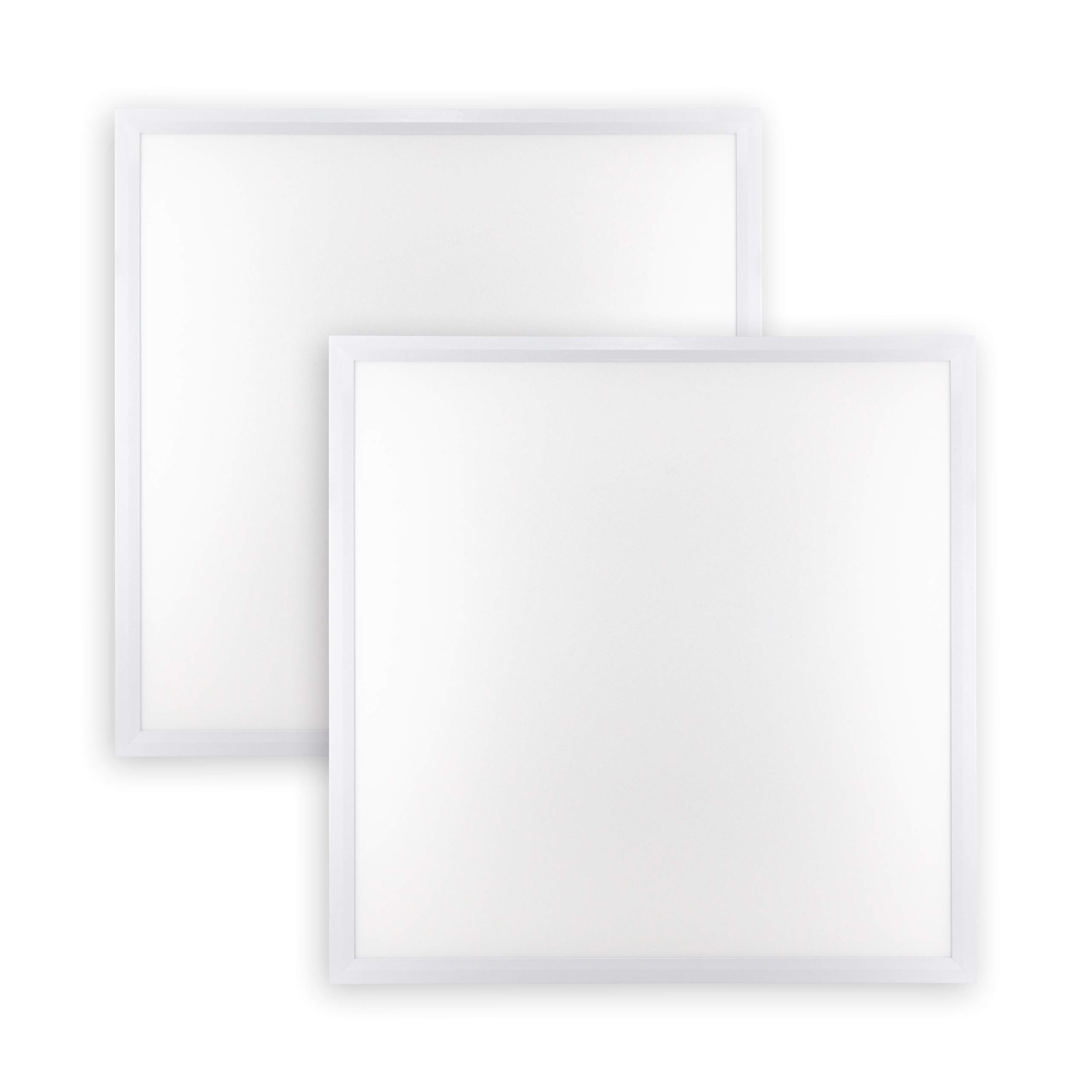POPP® Panel LED Empotrable 40W super slim PRO con lente PMMA UGR<19 SMD 4014 IP40*(Driver LIFUD incluido) No flicker no requiere tornillos instalación, para techos desmontables (60x60cm Pack 2, 4000K)
