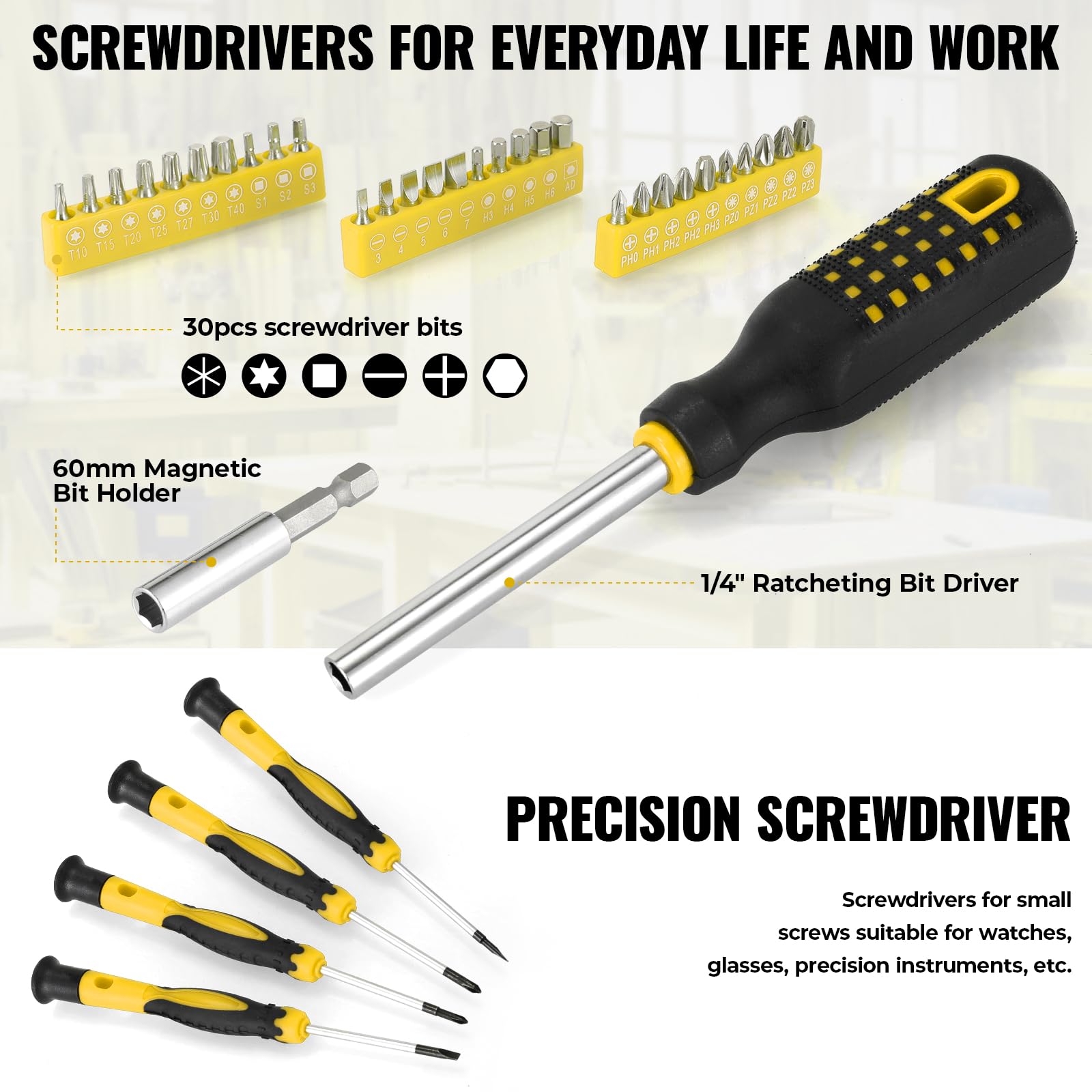 TLGREEN Malette à Outils Complete 218 Pièces, Boite a Outils Portable | Caisse à Outils avec Tournevis Clé à Molette Pince Multiprise Marteau et Scie, Coffret à Outils pour Maison Garage（jaune）