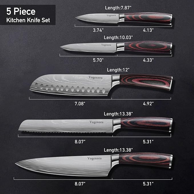 Set Cuchillos Cocina 5 Piezas Acero Inoxidable Madera miniatura 3