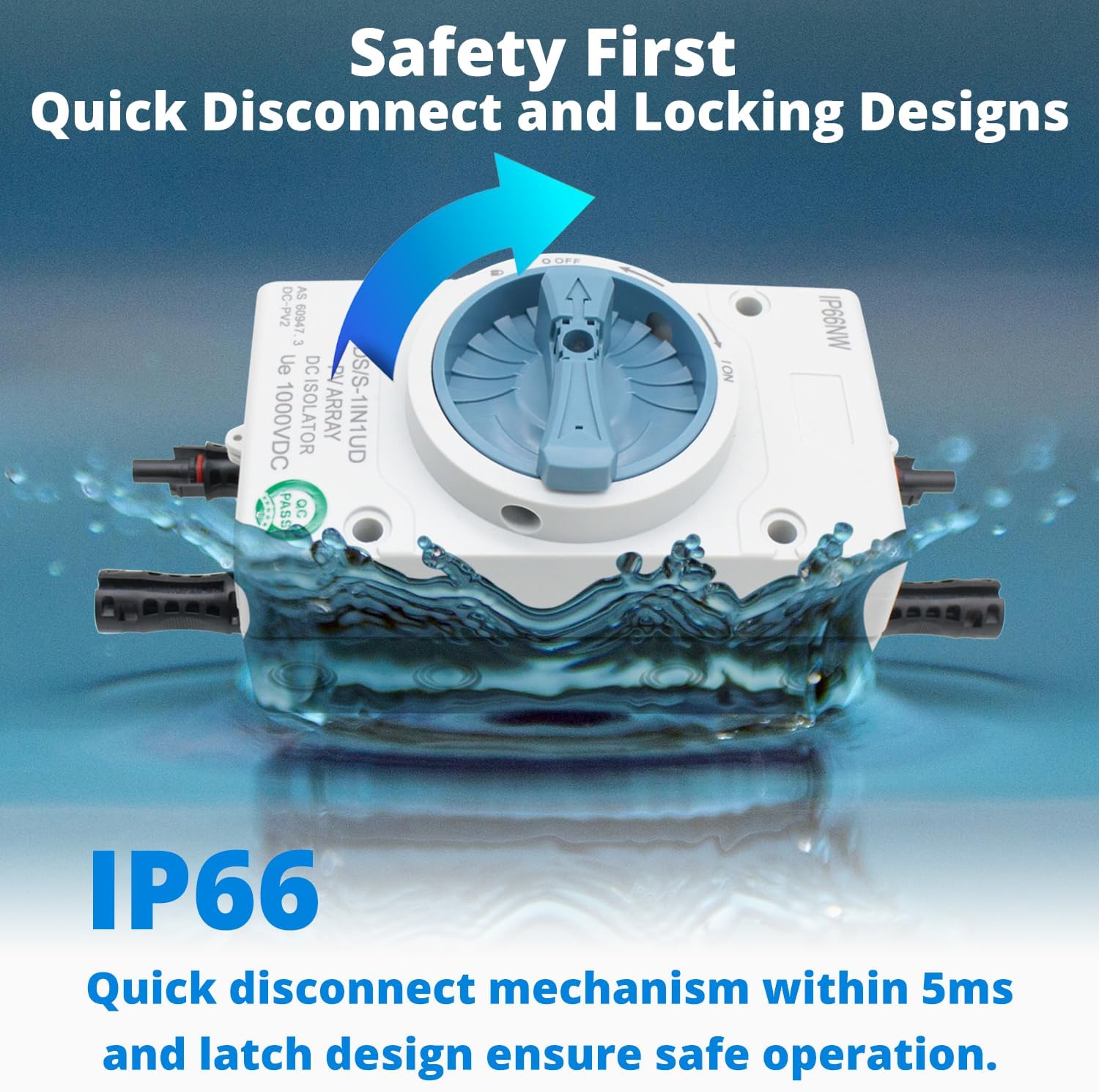 Solar DC Disconnect Switch - HXH 2-in-2-out 1000V IP66 DC Isolator Switch, Versatile for Home, RV, Boat, and Commercial Solar Systems, Suitable for On/Off Grid Applications