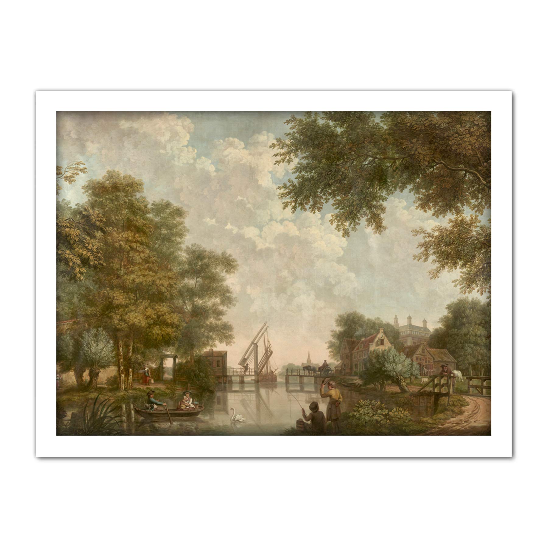 Artery8 Andriessen Dutch Landscape River Trees Painting Artwork Framed Wall Art Print 18X24 Inch