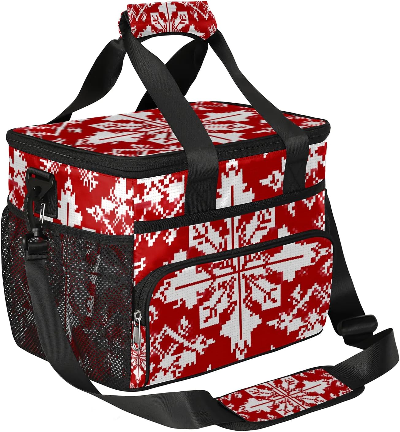 Christmas Texture Insulated Picnic Backpack Lunch Box for Women Men Picnic Basket Tote Lunch Bag Picnic Bag Portable Lunch Bags for Picnic, Beach, Work, Trip,Office, Camp