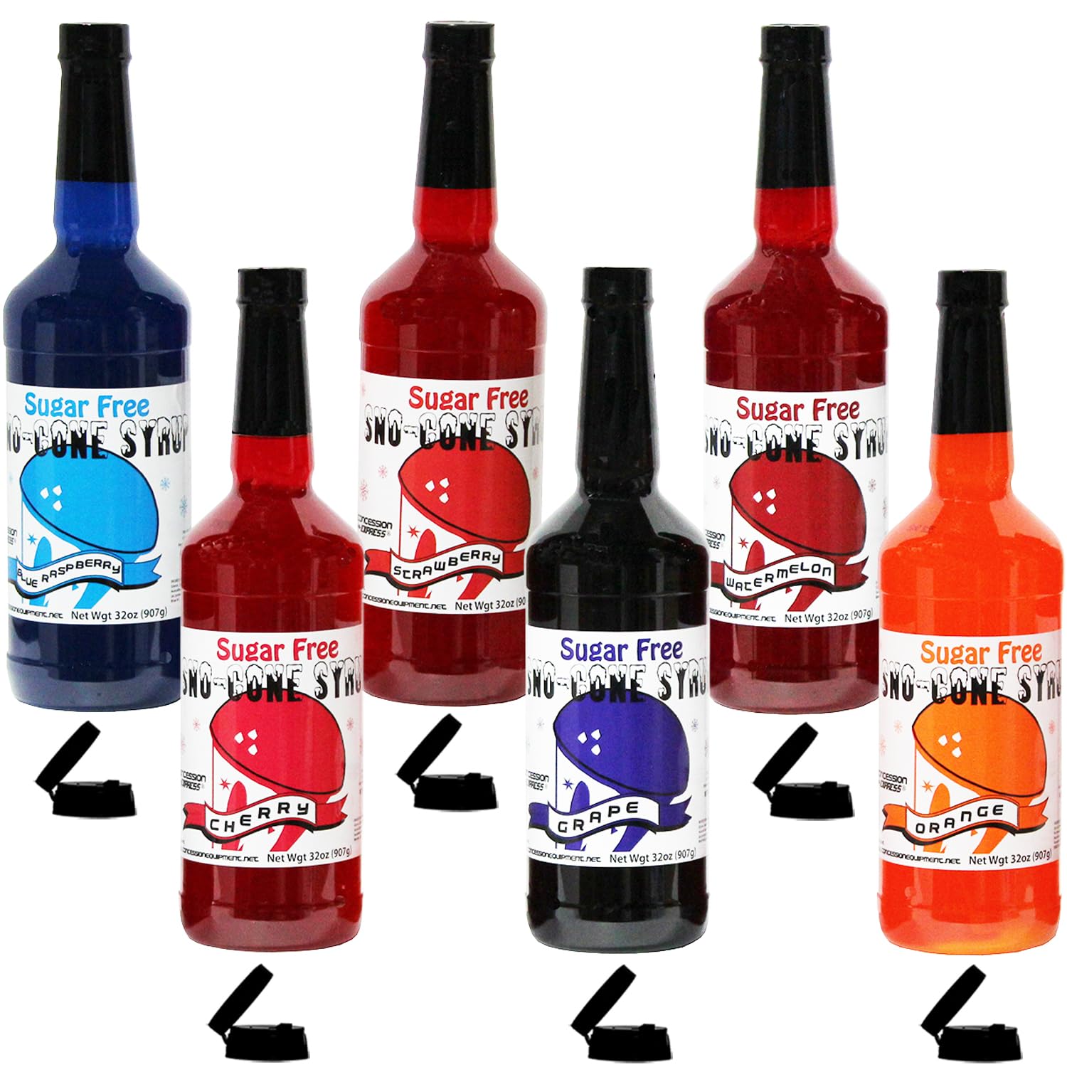 Sugar-Free-Sno-Cone Syrup 32oz Six pack- (Choose Your Own)