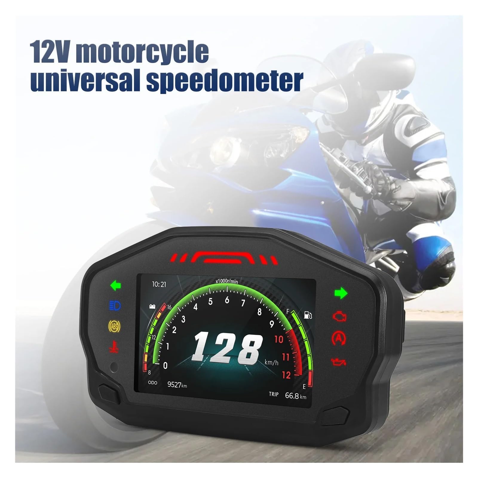 Velocímetro Digital para motocicletas, para motor digital de 2/4 | Tacómetro universal HD para motocicletas, para motor digital de 2/4 cilindros, para todas las motocicletas.