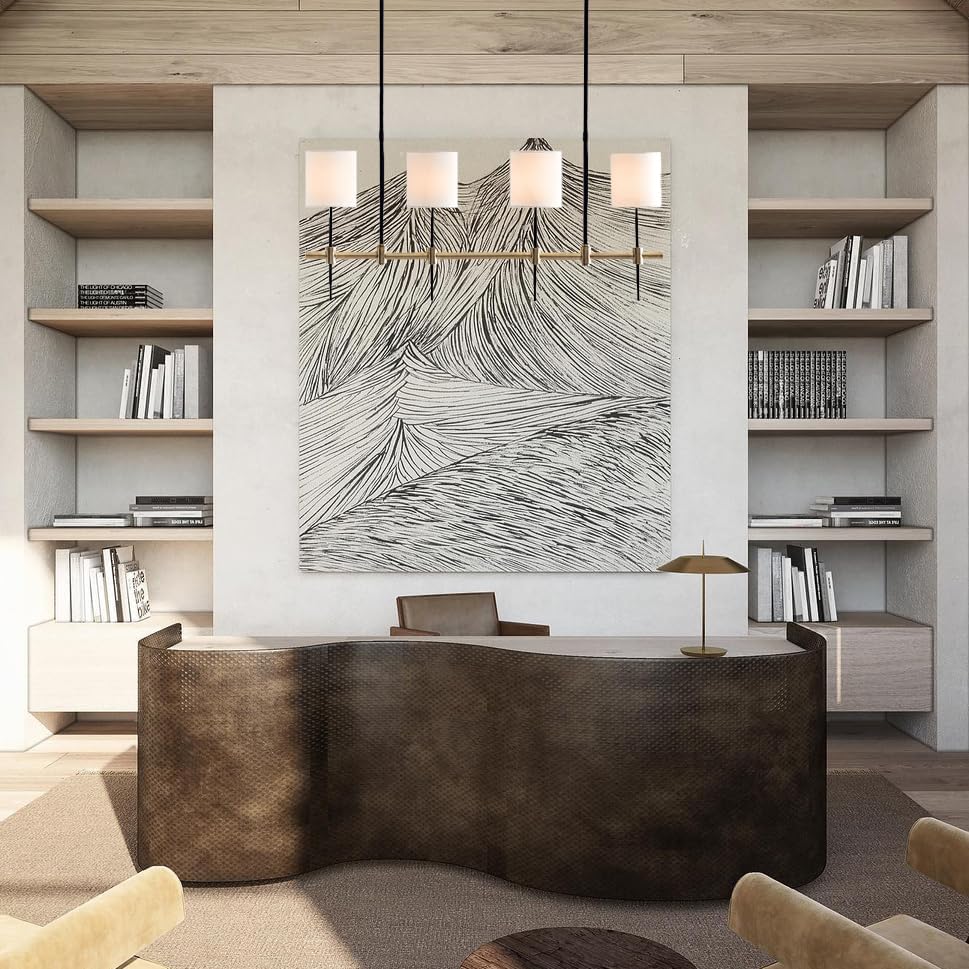 Miniatura 2 de Lámpara lineal de la sombra del lino del metal, lámpara linear del metal de Reese