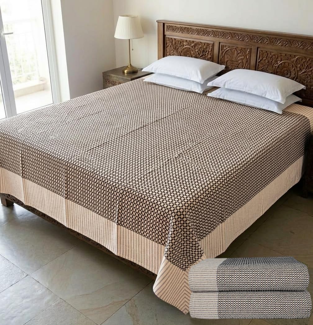 THARUNSHA ELITE Single Size Cotton Blanket (Solapur Chaddar), Reversible