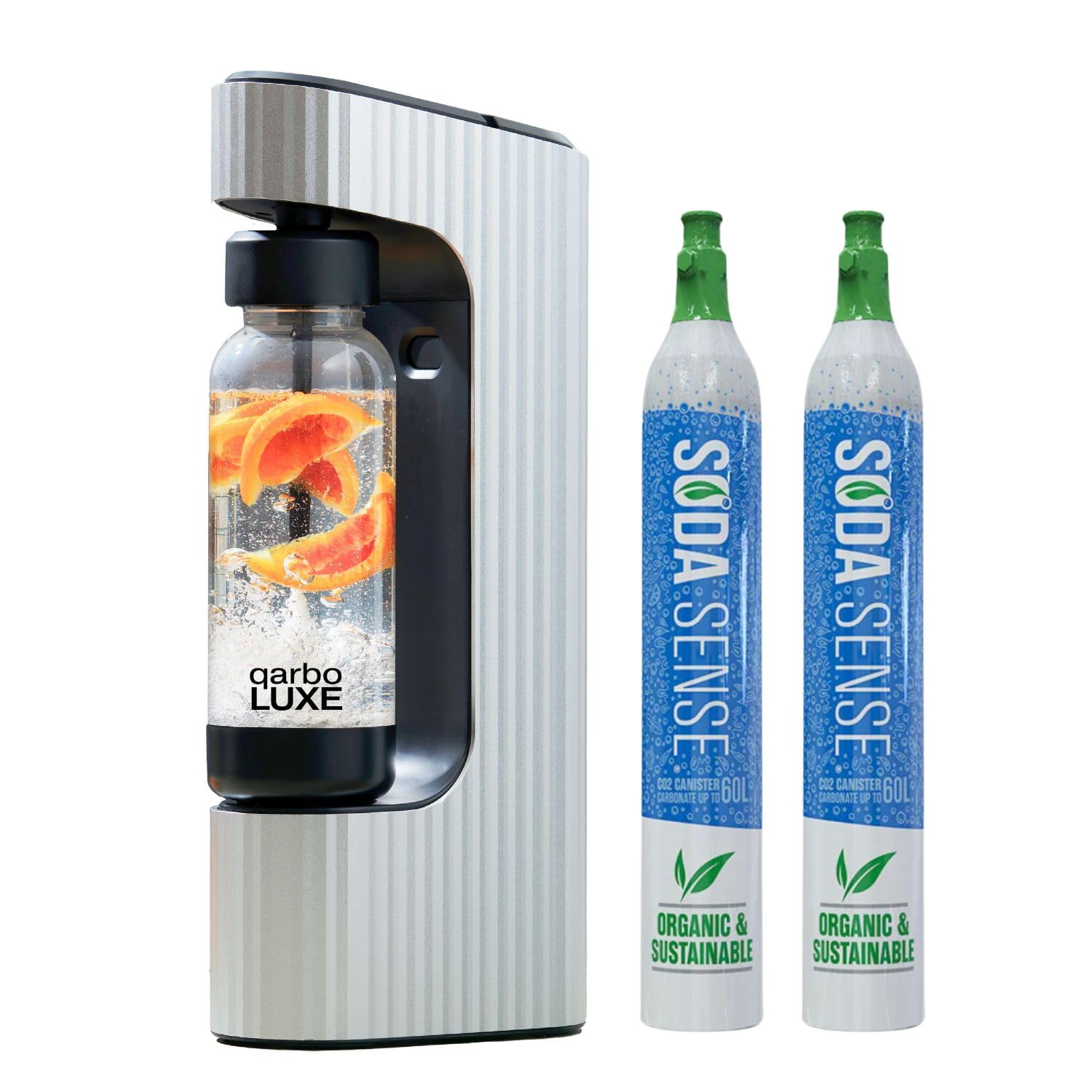 Twenty39 qarbo LUXE Premium Metal Sparkling Water Maker Machine - Soda Beverage Carbonator for Home, Seltzer Water Carbonation Fizz Maker (includes