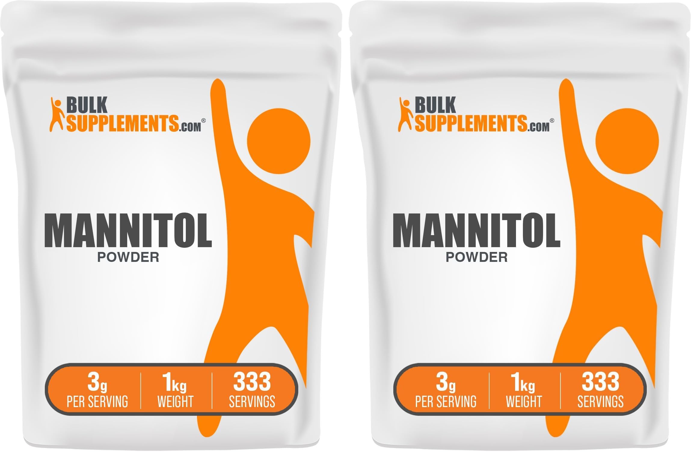 BulkSupplements.com Mannitol Powder - Mannitol Sweetener, Sugar Substitute, Mannitol Supplement, Natural & Gluten Free, 3g per Servings, 1kg (2.2 lbs) (Pack of 2) 35.27 Ounce (Pack of 2)