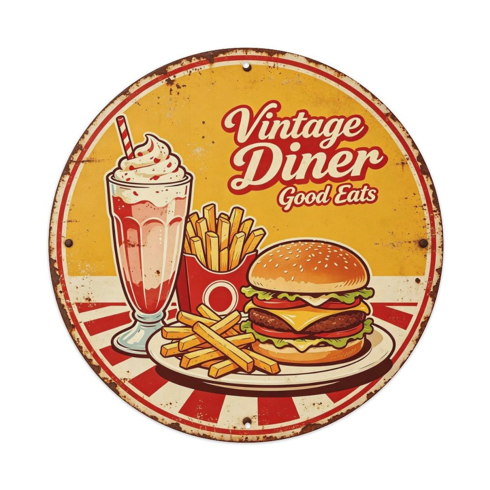 Vintage Diner Good Eats Metal Tin Sign Plaque