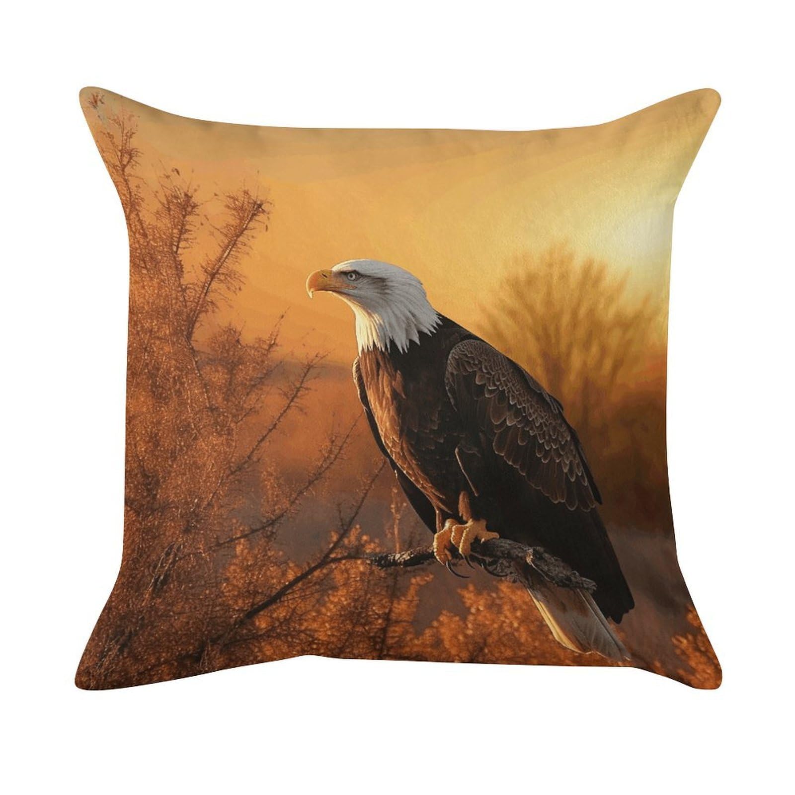 VstaDank Golden Sunset Bald Eagle Pillow Covers Super Soft Pillow Cases Square Throw Pillowcase Decorative Luxury Cushion Cases Velvet Lumbar Pillow Shells with Zipper for All Seasons