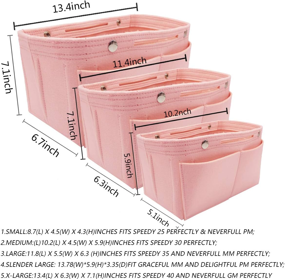 LEXSION Felt Purse Organizer Insert - Multi Pocket Bag in Bag Organizer Shaper - Image 7