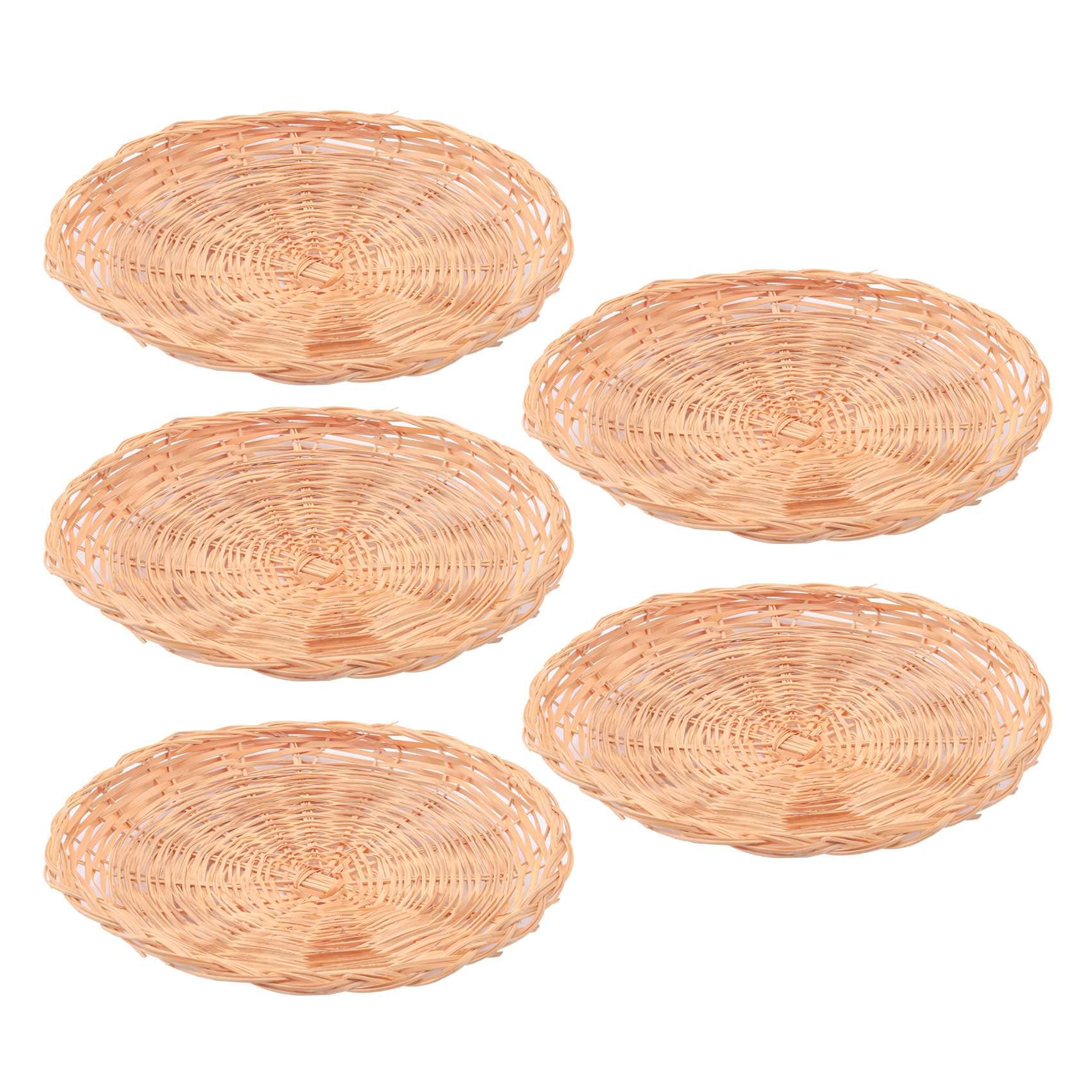 Tsudoku Photo Color 5 Pcs Bamboo Paper Plate Holder - 10 Inch Round Woven Plate Holder, Reusable Paper Plate Holders For Picnic Party