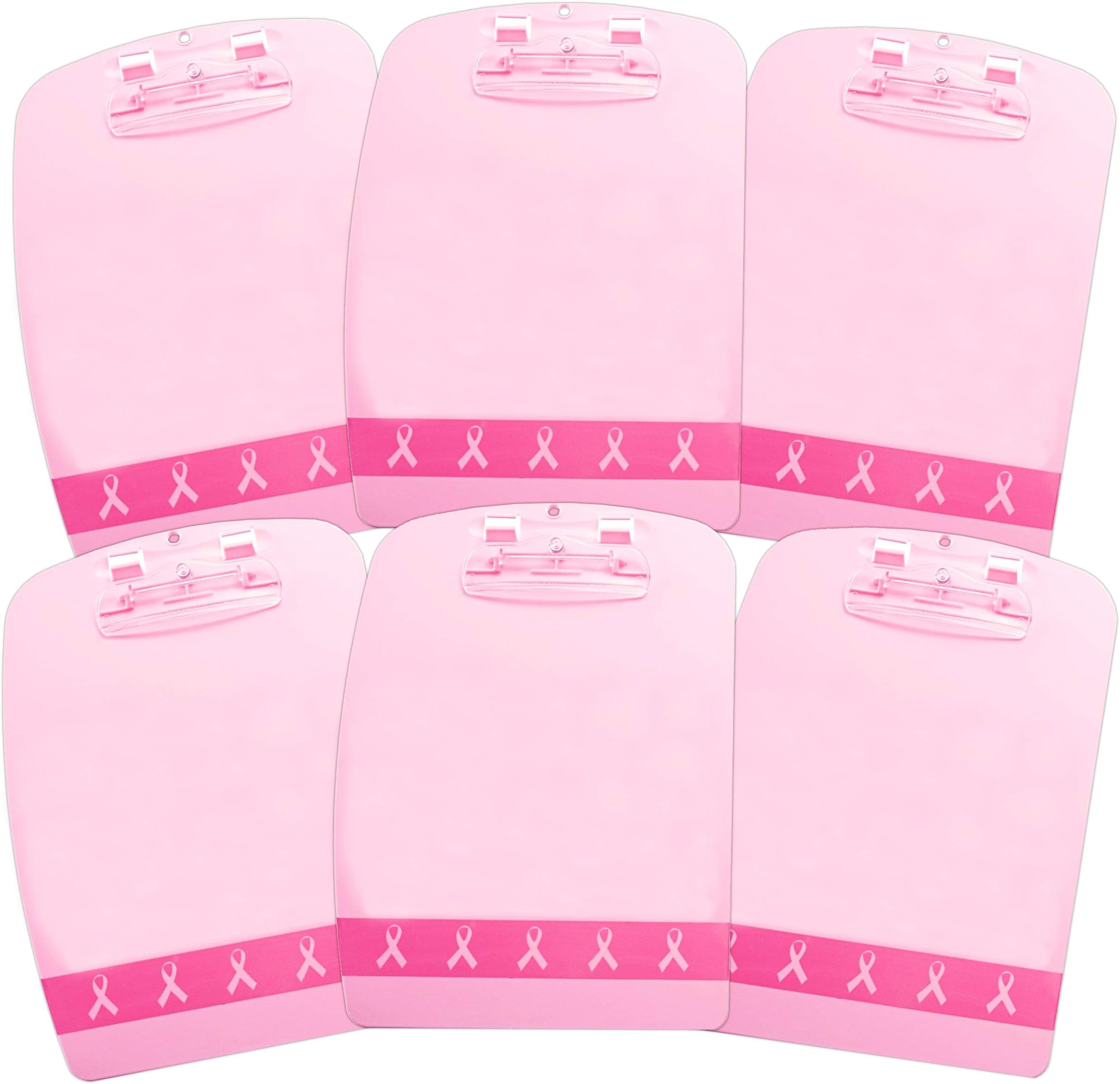 Breast Cancer Awareness Office Supplies Breast Cancer Awareness Clipboard - 6 Pack Breast Cancer Office Decorations Breast Cancer Gifts for Women Survivor Gifts (Break Cancer Awareness Decorations)