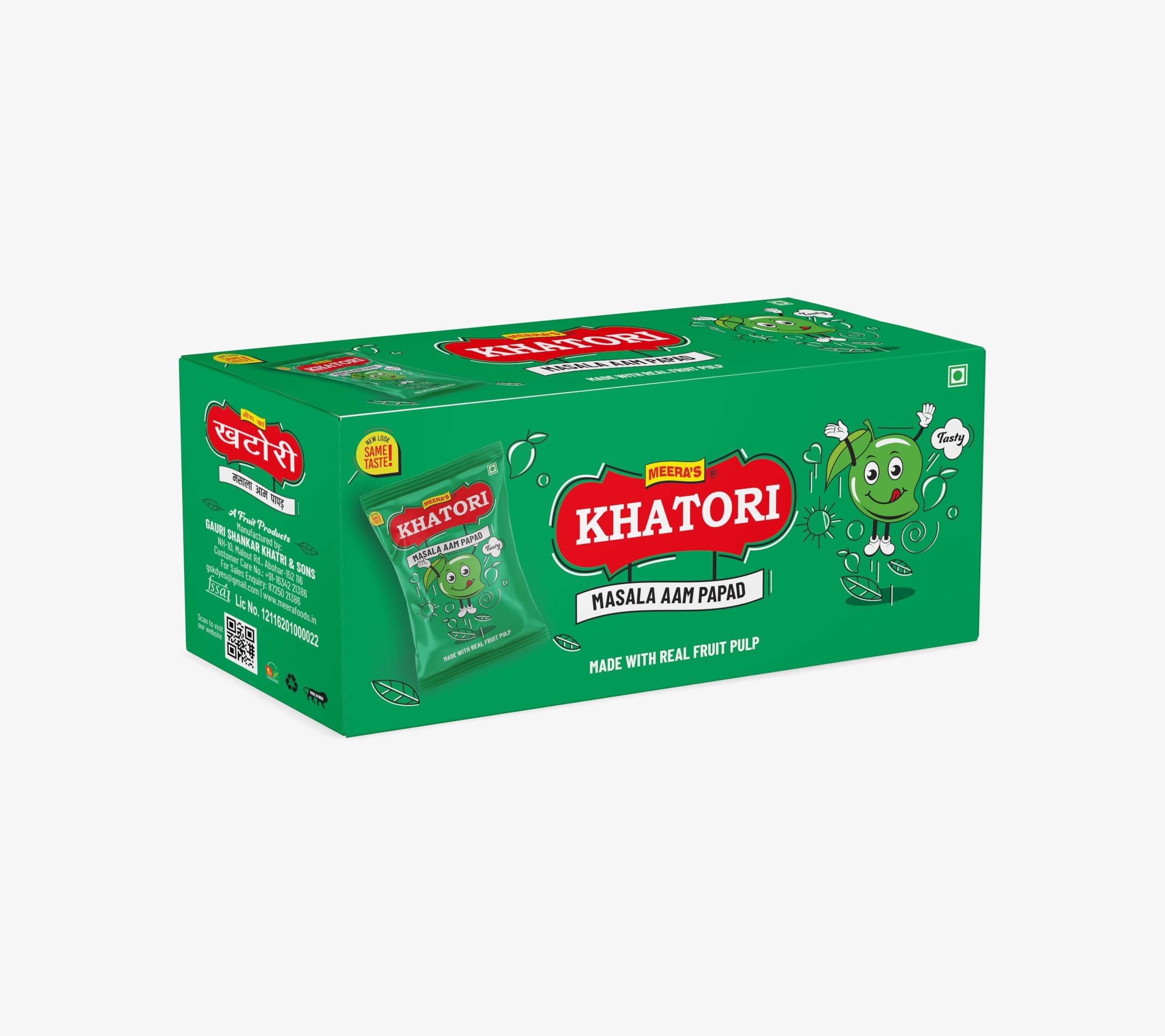 MEERA'S Khatori Khatta Masala Aampapad | Chatpata Mango Candy | Aam Papad Snack | Tangy Sweet Delight Box (30 Pouch in Box)
