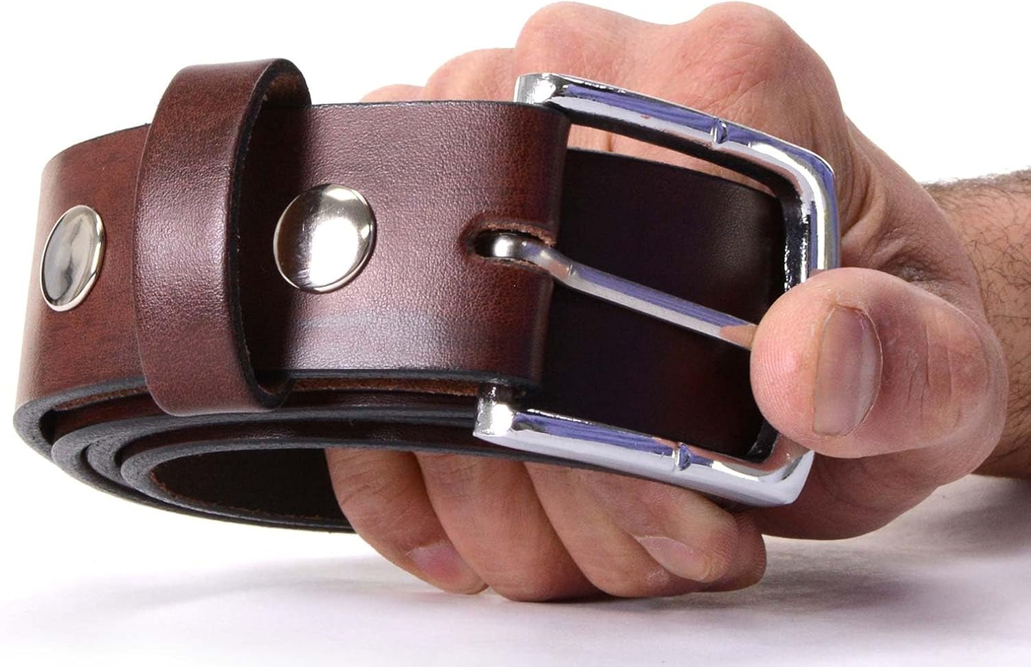 Milwaukee Leather MP7118 Men's Brown Premium Leather 1.5 Inch Wide Belt with Interchangeable Buckle - Image 7
