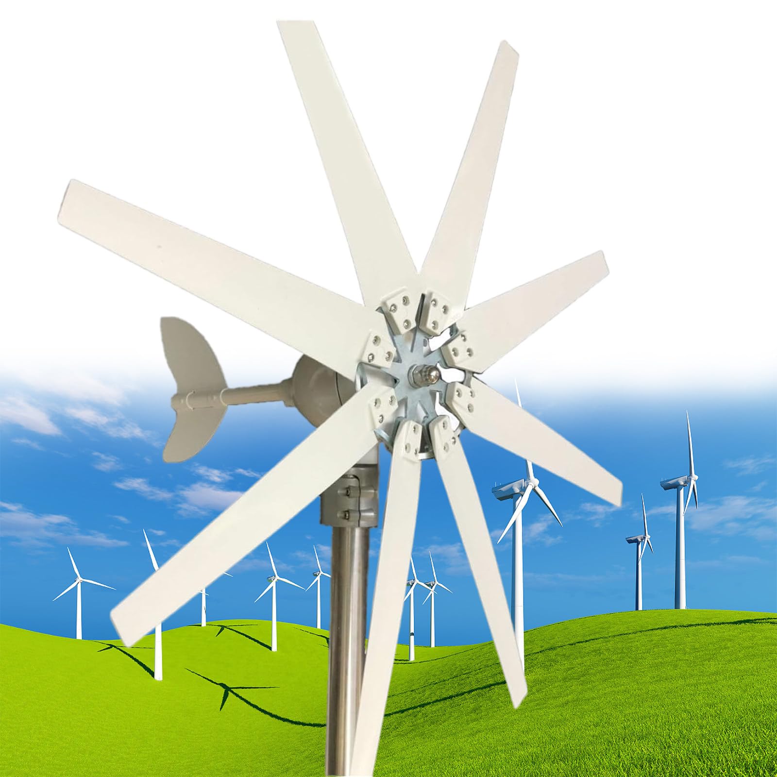 Kit générateur éolien Haute efficacité 6000 W avec contrôleur MPPT pour Applications Marines, Camping-Cars et domestiques - Idéal pour l'intégration dans Un système Solaire Hybride