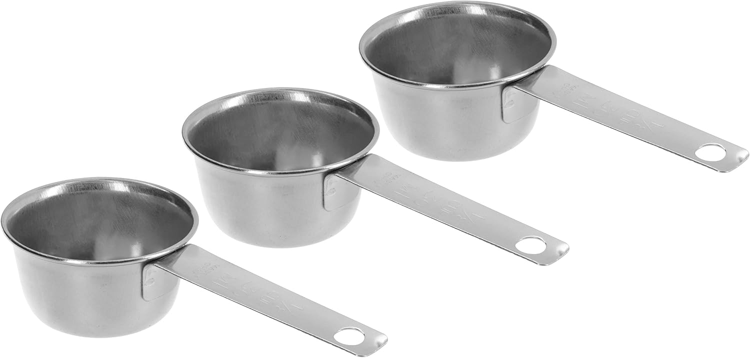 Stainless steel Measuring Coffee Scoop - Heat-Resistant, Heavy Duty, Dishwasher safe, Tablespoon for Coffee, Tea, Cooking and Baking, 1/8 Cup (Pack of 3) - By RamPro