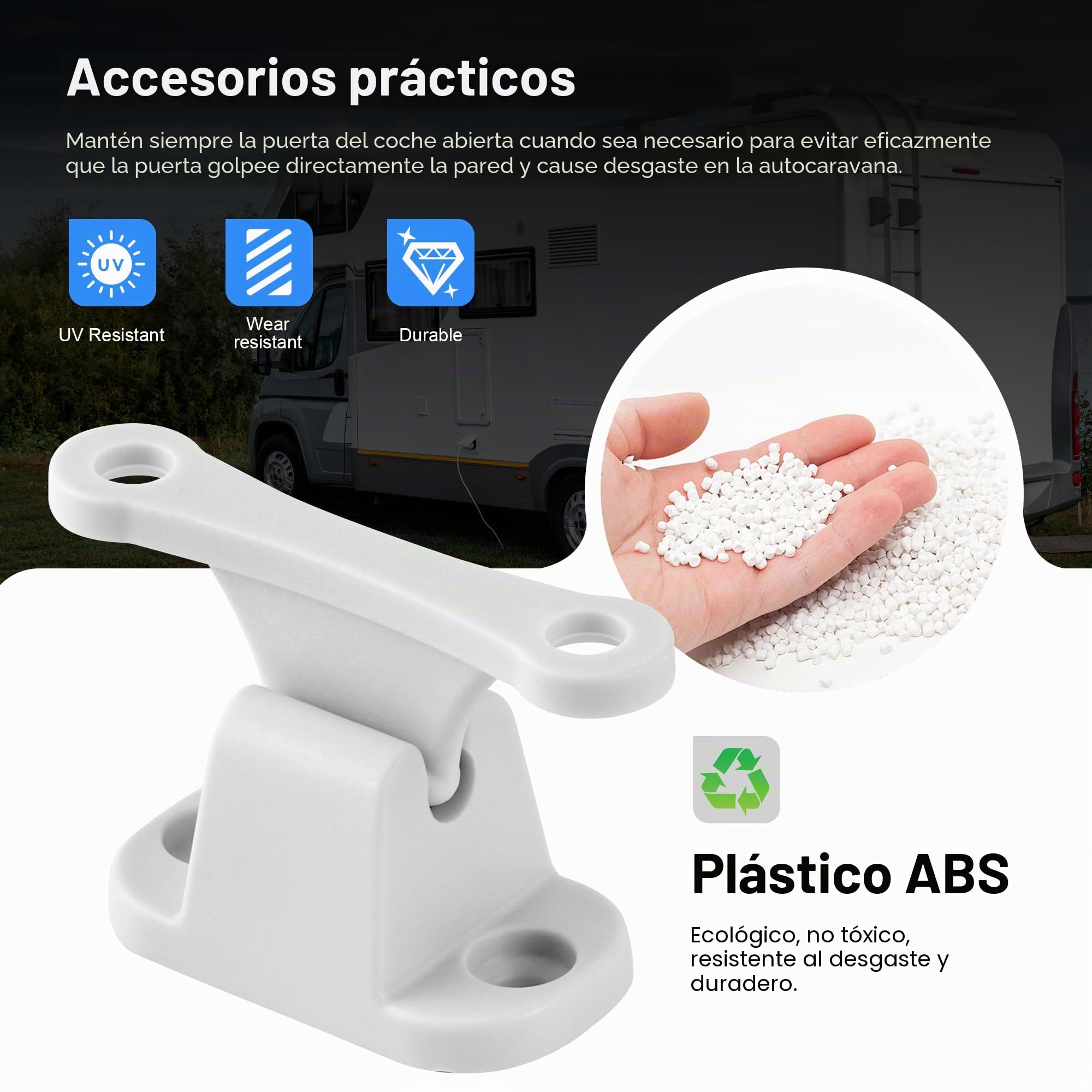 3 Pares Cierre de Puerta para Caravana Blanca,Retenedor de Puerta Autocaravana Retenedor Puerta Caravana de Plástico para Caravanas Autocaravanas con Tornillo