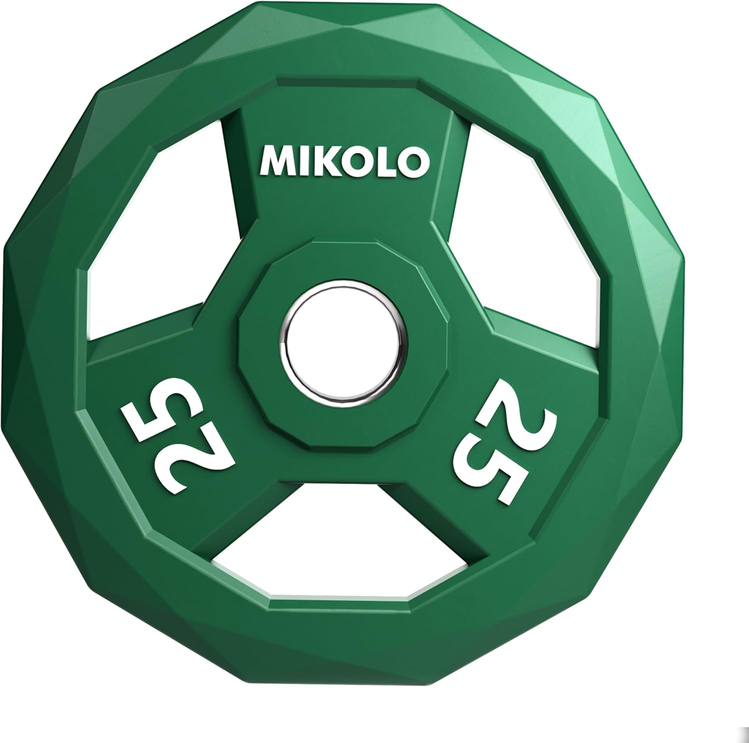 Mikolo Olympic Weights Set 2-Inch Rubber Coated Plates, 12-Sided Non-Roll Weight Plates Grip with 3 Handles for Home Gym, Strength Training, Single, Pair and Sets(5/10/15/25/35/45 LB)