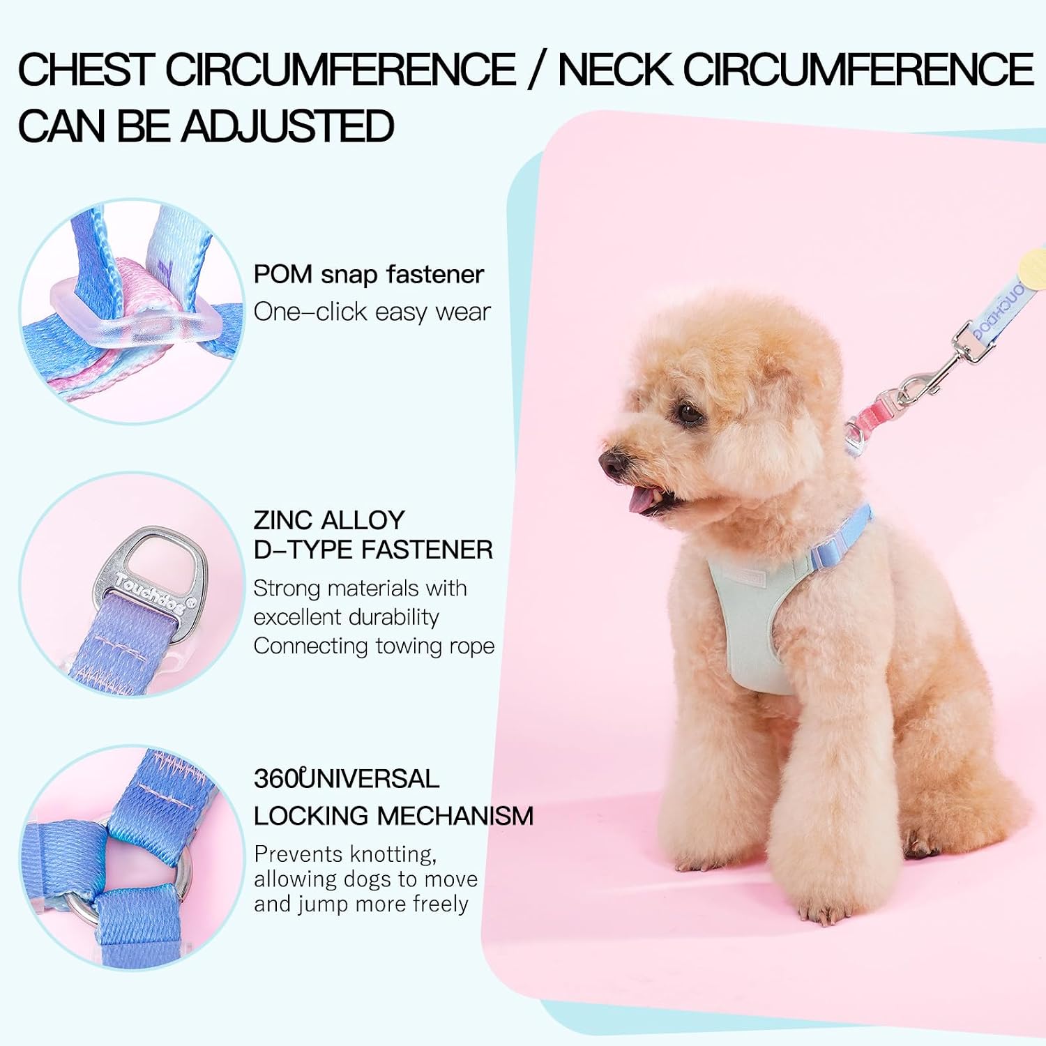 ​Y-Front No Pull Harness for Small Dogs - 49g Ultra Lightweight Escape Proof Vest, Suede Chest Pad & Sunset Color Shift (Blue, S)