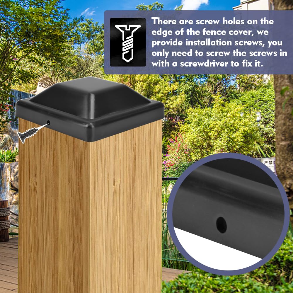 16 Tapas Para Postes De Valla 9x9 Cm - Incluye Tornillos - Color Negro Resistente